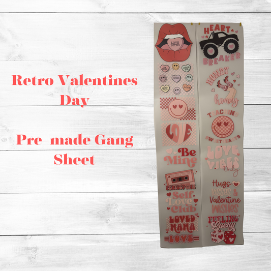 Press Yo Self, Retro Valentines Day Pre-Printed Gang Sheets 13”x132”